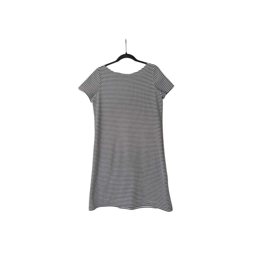 Lafayette 148 New York Striped Cotton Blend A-Line Dress Size Medium Minimalist